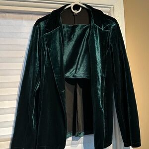 SHEIN Deep Green Velvet Blazer